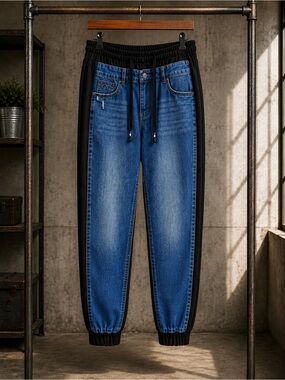 Desigual Contrast Jogger Pants | Size L | Denim & Knit Streetwear